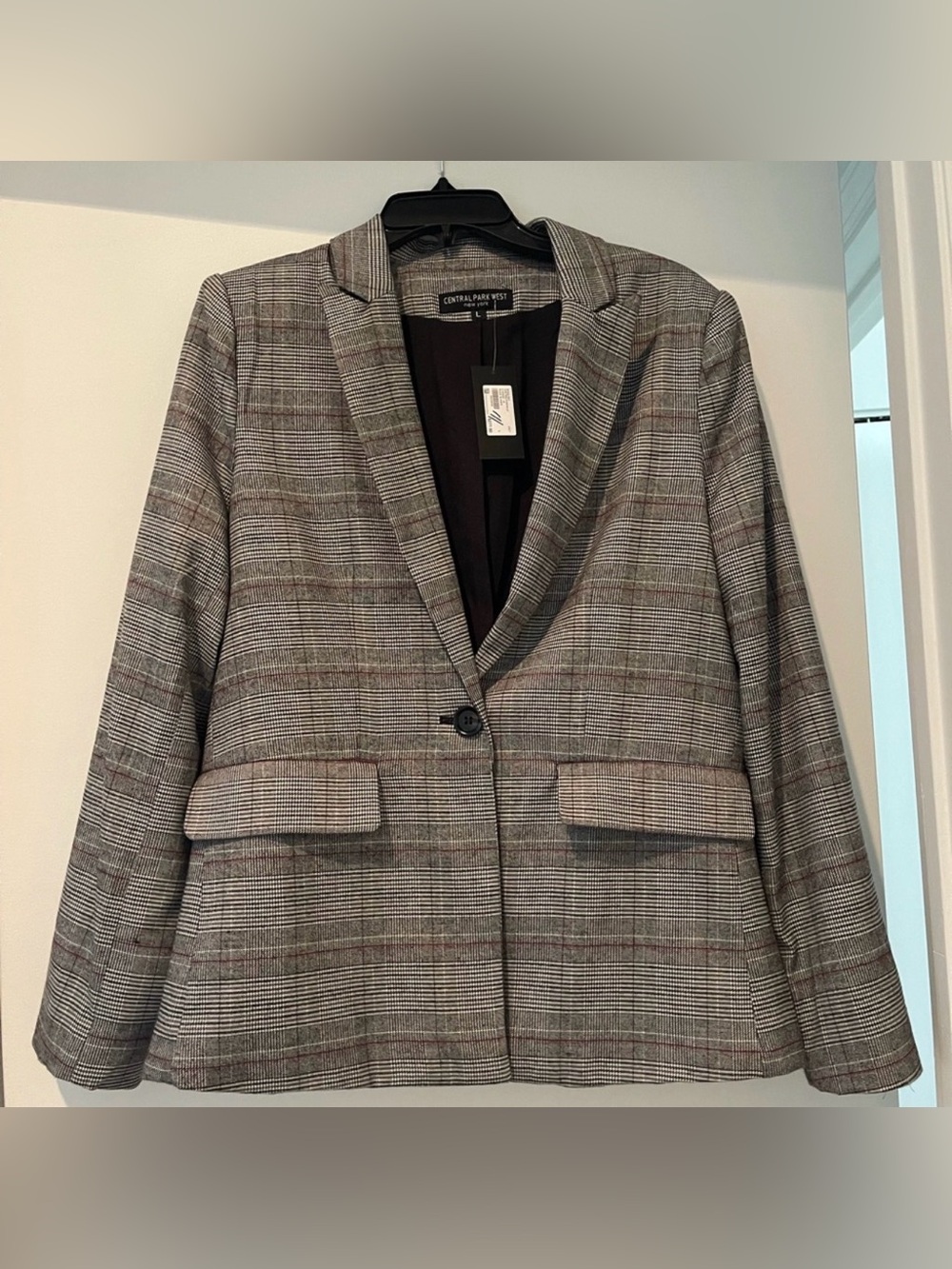 NWT Central Park West Large Plaid Blazer